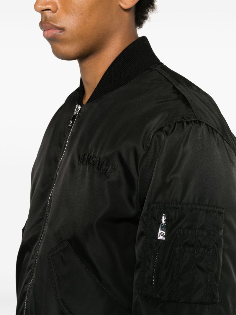 Black Logo-embroidered Bomber Jacket