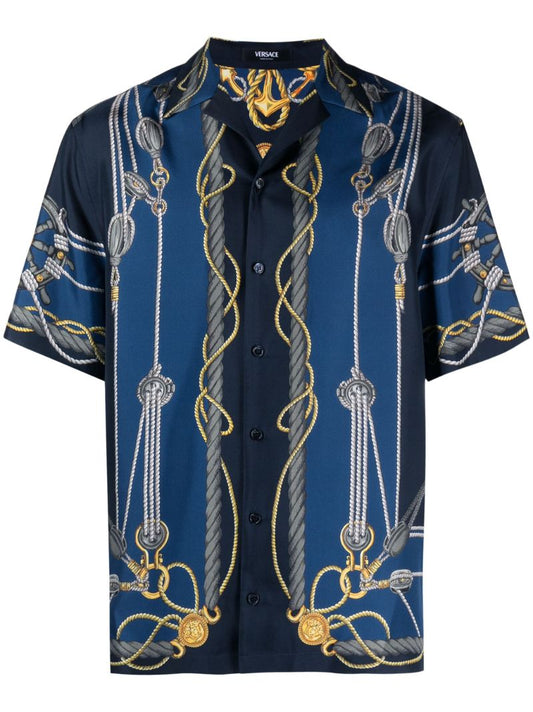 Blue Versace Nautical Silk Shirt