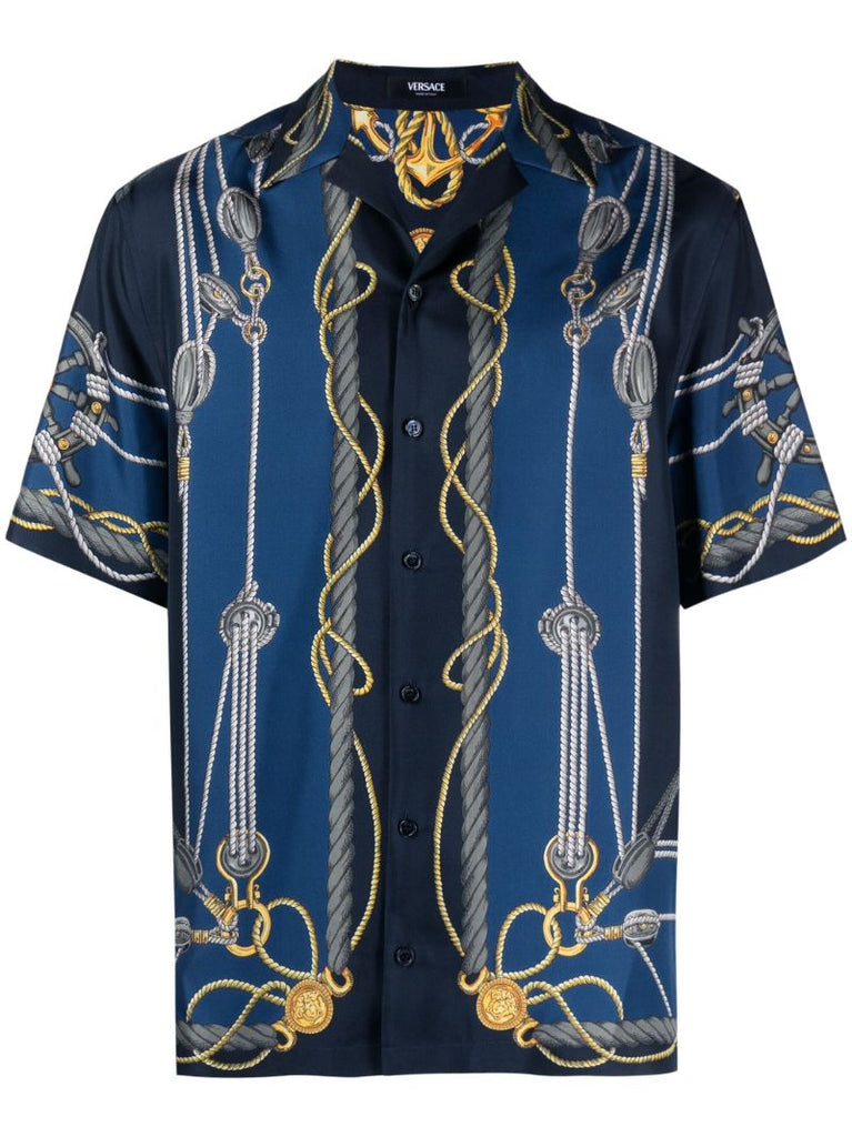 Blue Versace Nautical Silk Shirt