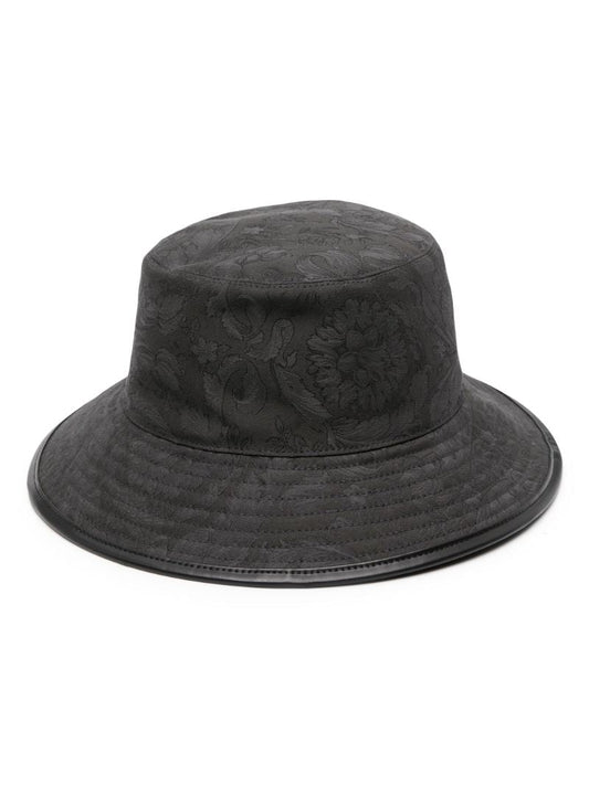 Grey Barocco Jacquard Cotton Bucket Hat