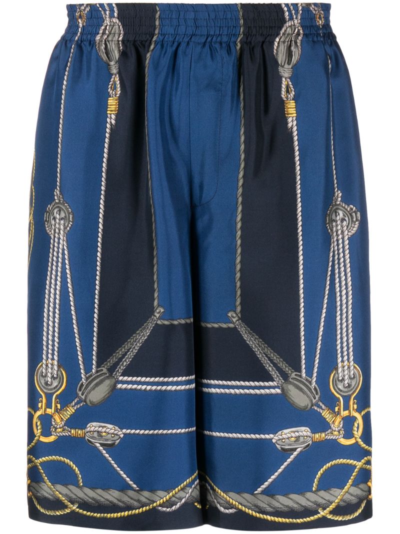 Blue Versace Nautical Silk Shorts