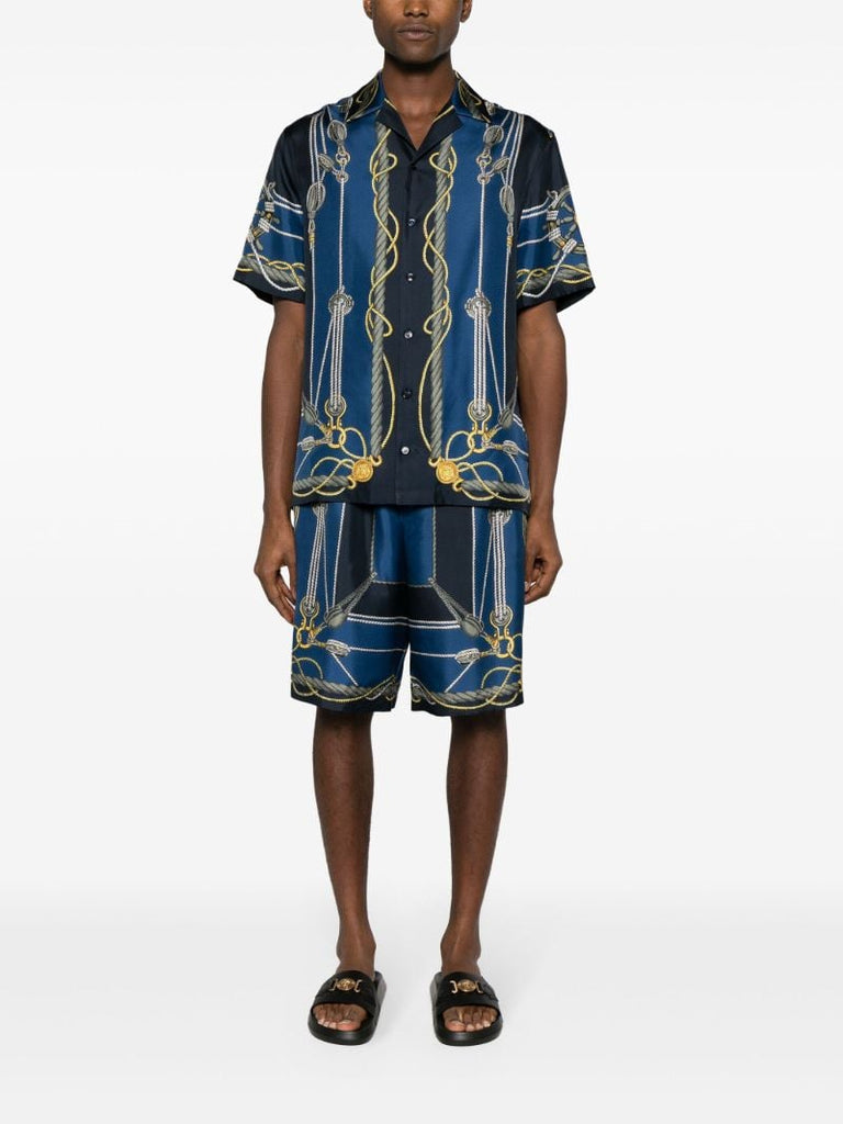 Blue Versace Nautical Silk Shorts