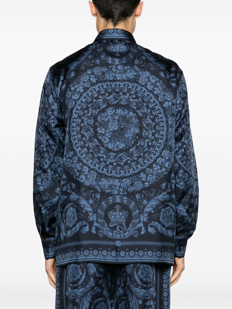 Blue Barocco-print Silk Shirt