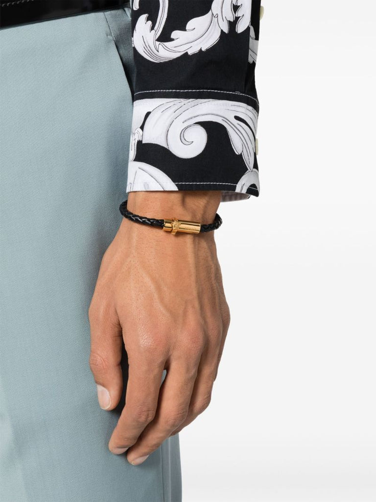 Black Medusa Braided Leather Bracelet