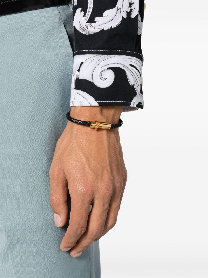 Black Medusa Braided Leather Bracelet