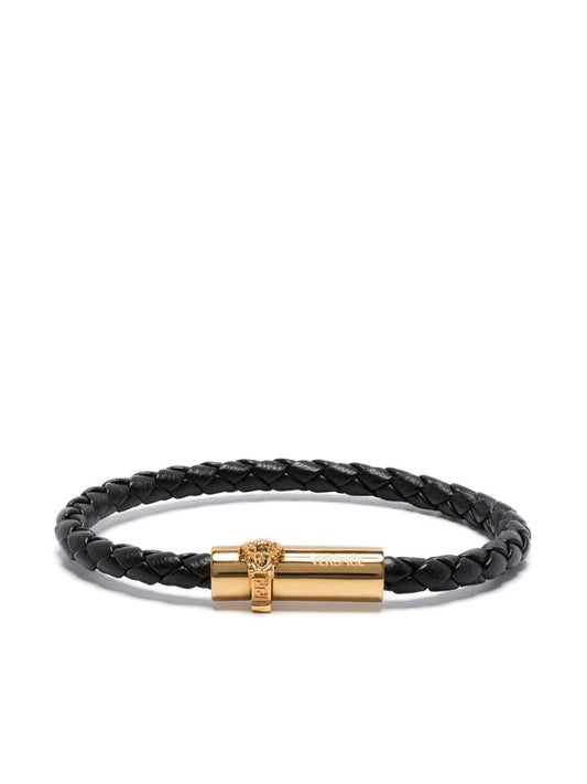 Black Medusa Braided Leather Bracelet