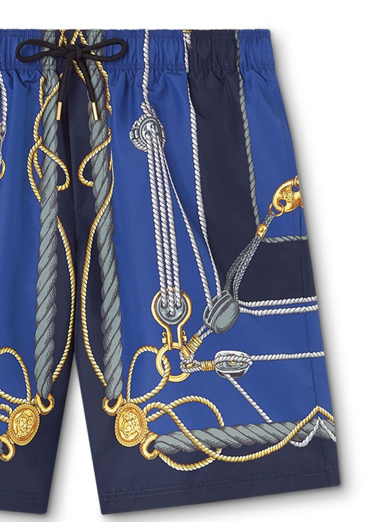 Blue Versace Nautical-print Swim Shorts