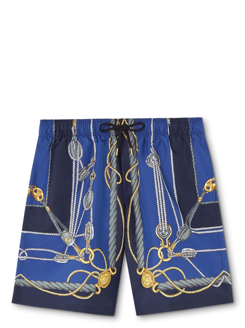 Blue Versace Nautical-print Swim Shorts