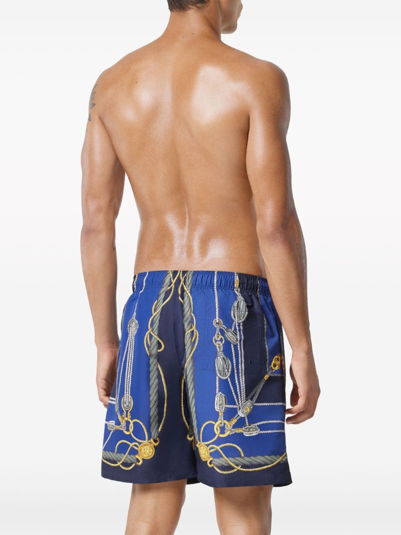 Blue Versace Nautical-print Swim Shorts
