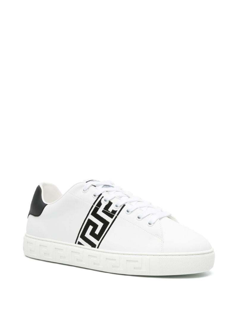 White Greca Embroidered Leather Sneakers