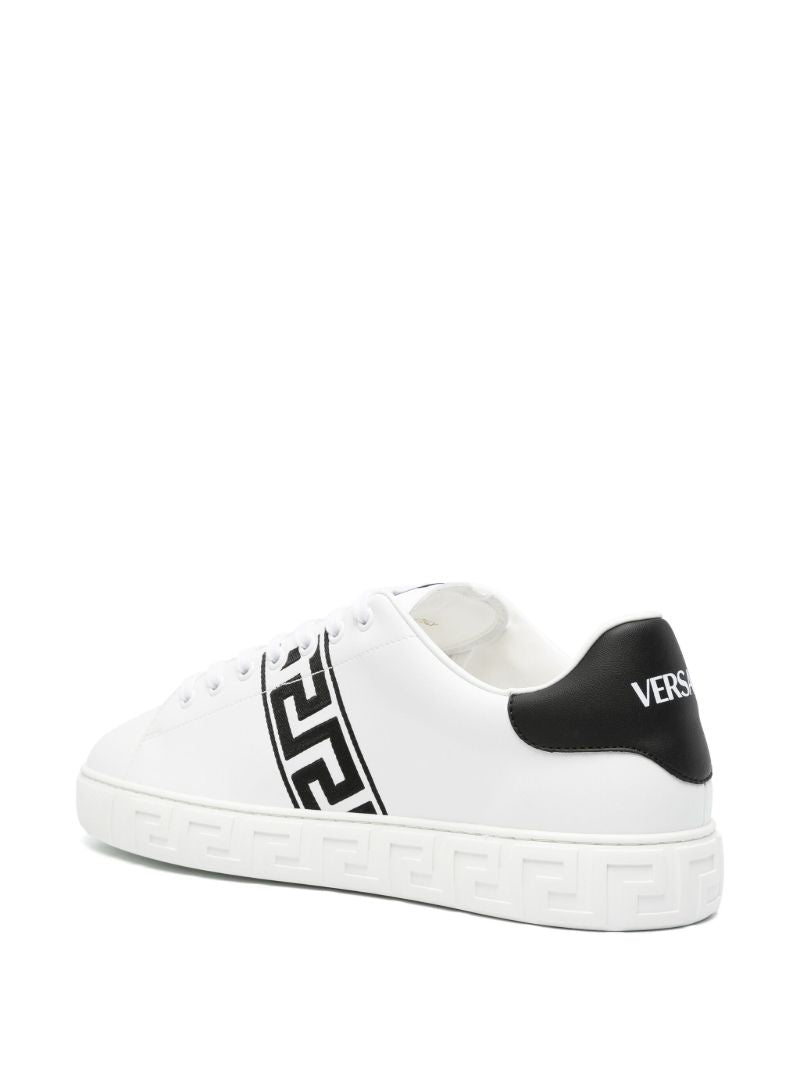 White Greca Embroidered Leather Sneakers