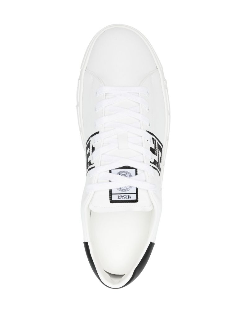 White Greca Embroidered Leather Sneakers