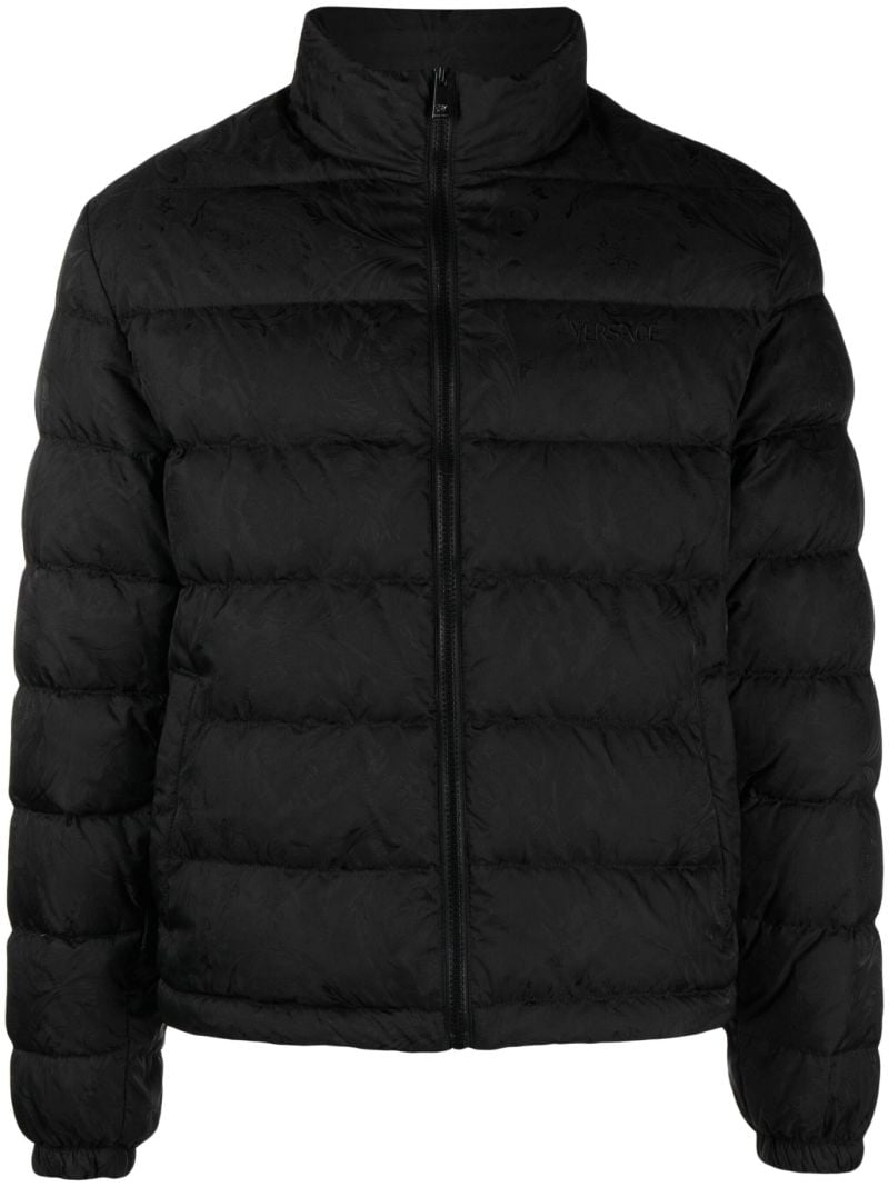Black Barocco-print Quilted Jacket