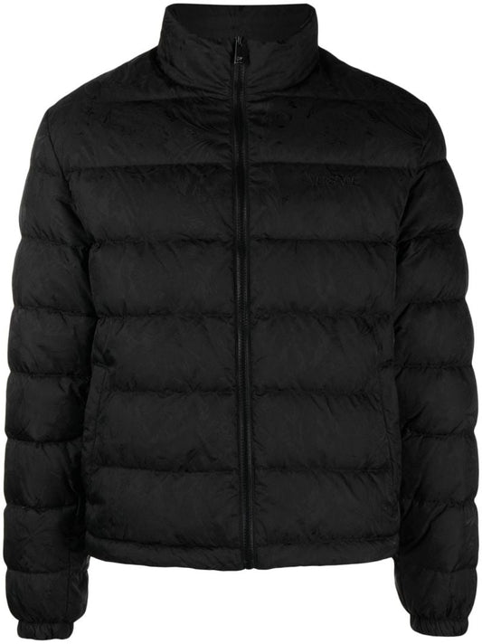 Black Barocco-print Quilted Jacket