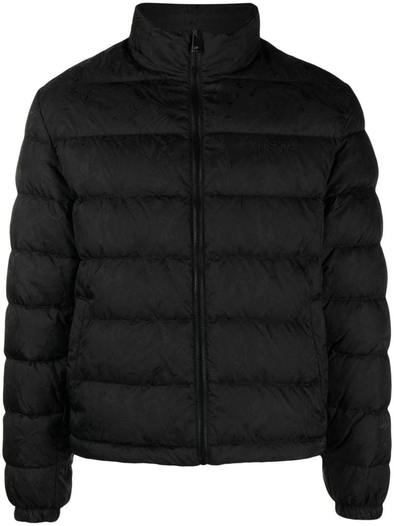 Black Barocco-print Quilted Jacket