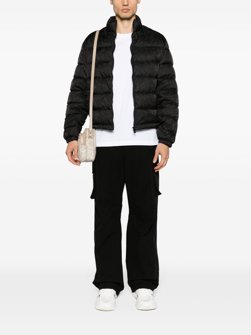 Black Barocco-print Quilted Jacket