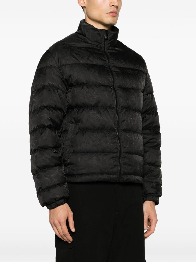 Black Barocco-print Quilted Jacket