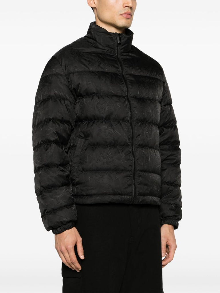 Black Barocco-print Quilted Jacket