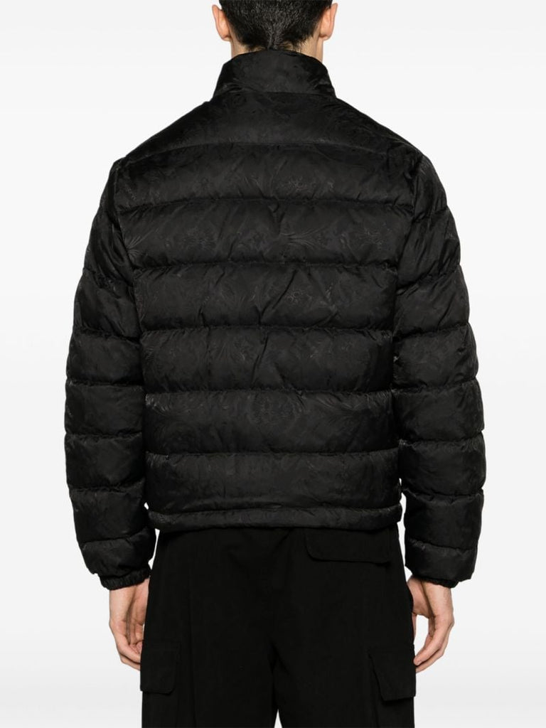 Black Barocco-print Quilted Jacket