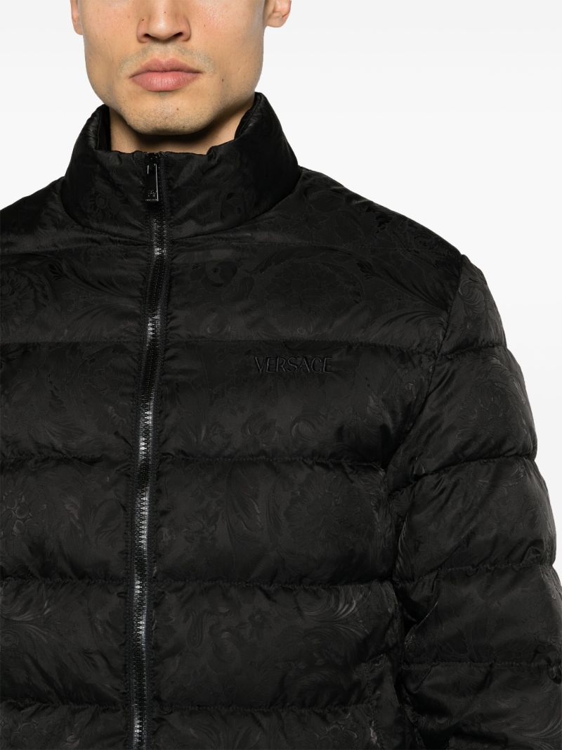 Black Barocco-print Quilted Jacket