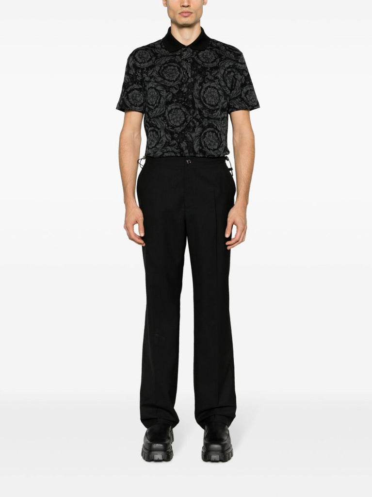 Grey Barocco-jacquard Polo Shirt