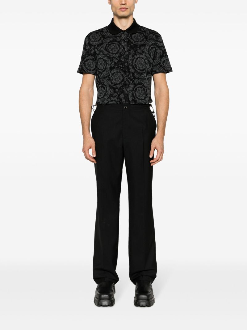 Grey Barocco-jacquard Polo Shirt