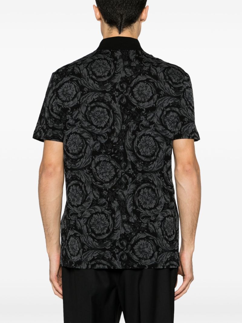 Grey Barocco-jacquard Polo Shirt