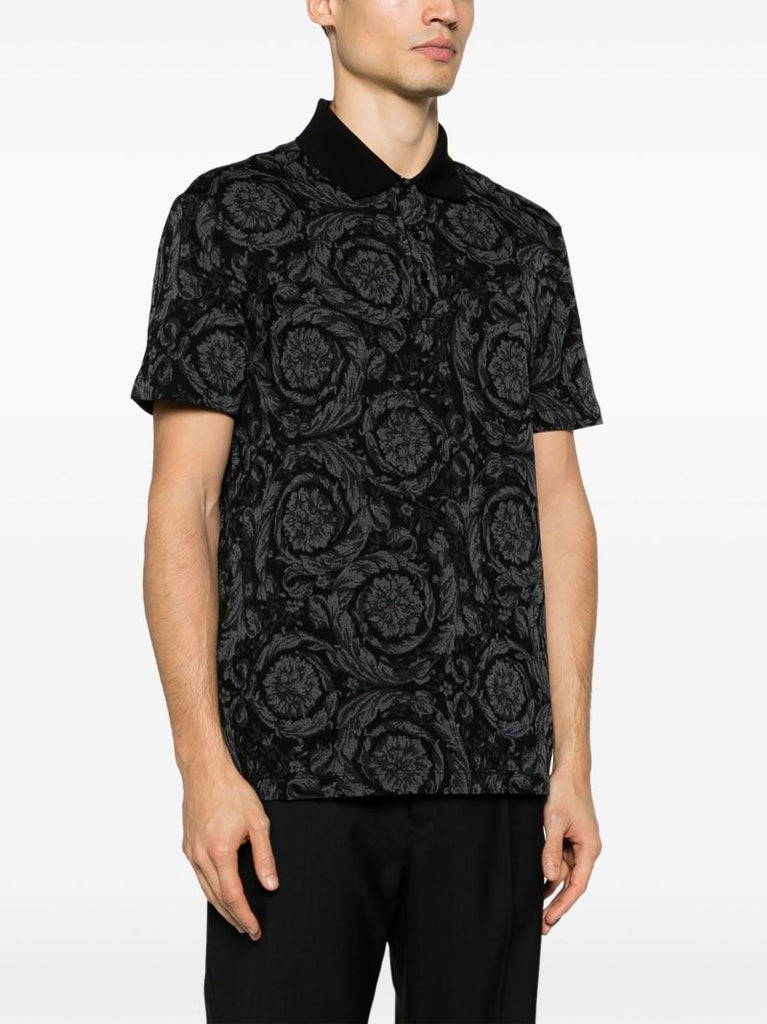 Grey Barocco-jacquard Polo Shirt