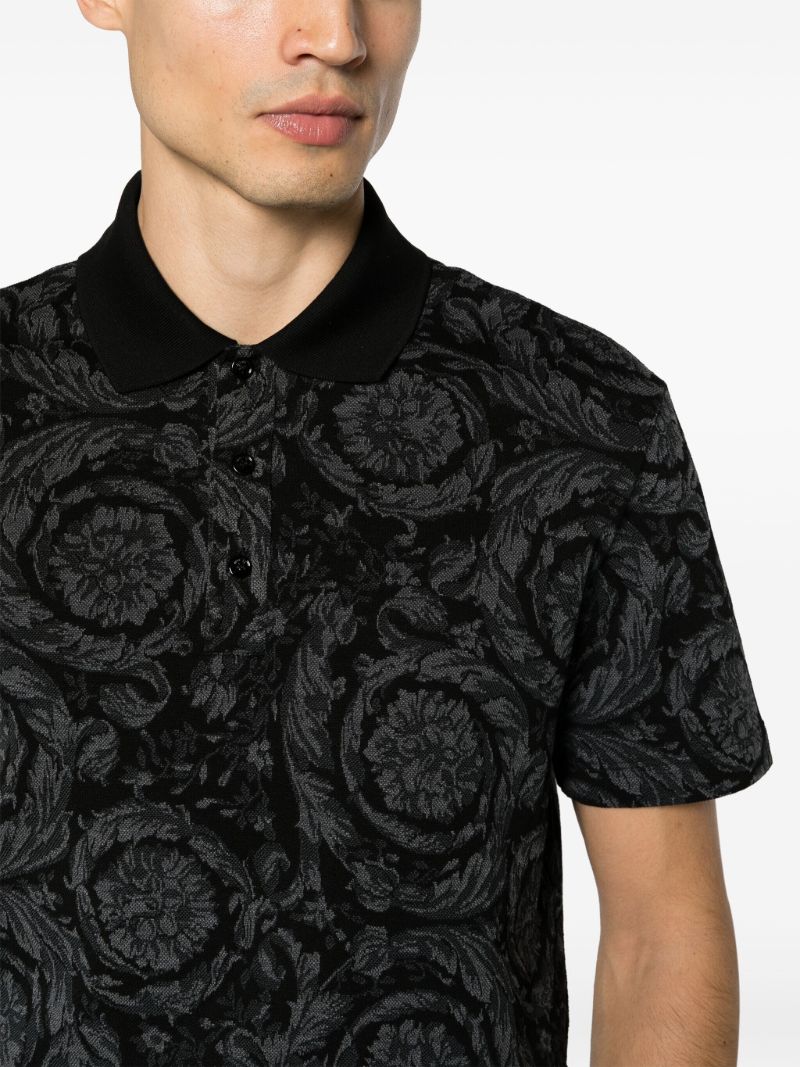 Grey Barocco-jacquard Polo Shirt