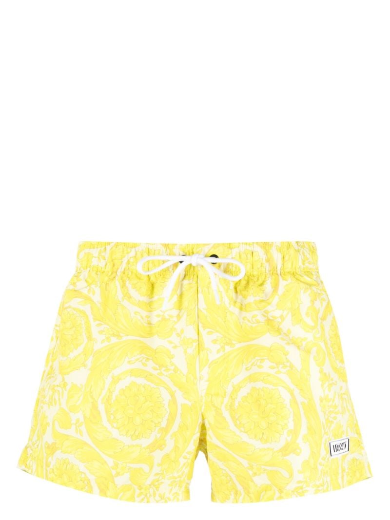 Yellow Barocco-print Swim Shorts