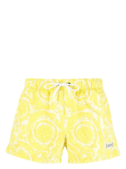 Yellow Barocco-print Swim Shorts