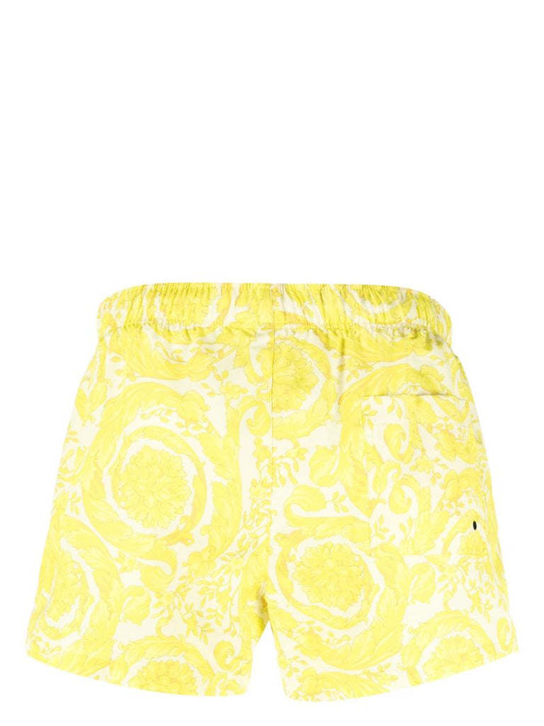 Yellow Barocco-print Swim Shorts