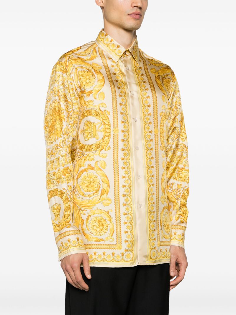 Yellow Barocco-print Silk Shirt