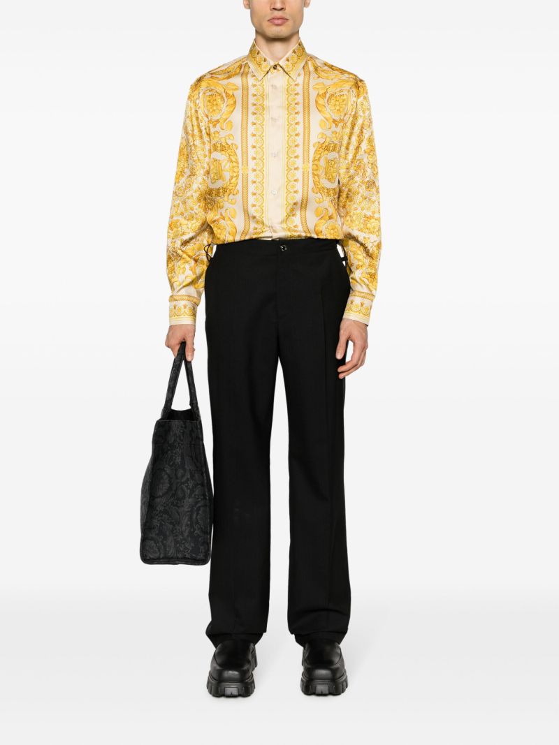 Yellow Barocco-print Silk Shirt