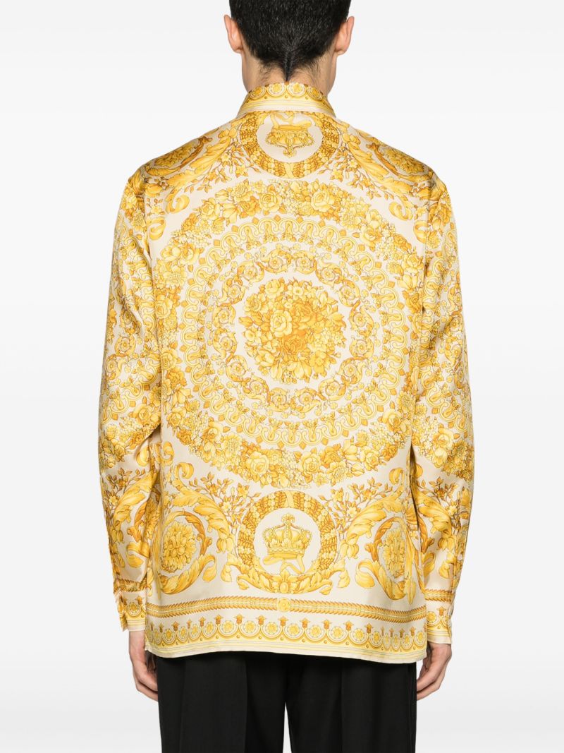 Yellow Barocco-print Silk Shirt