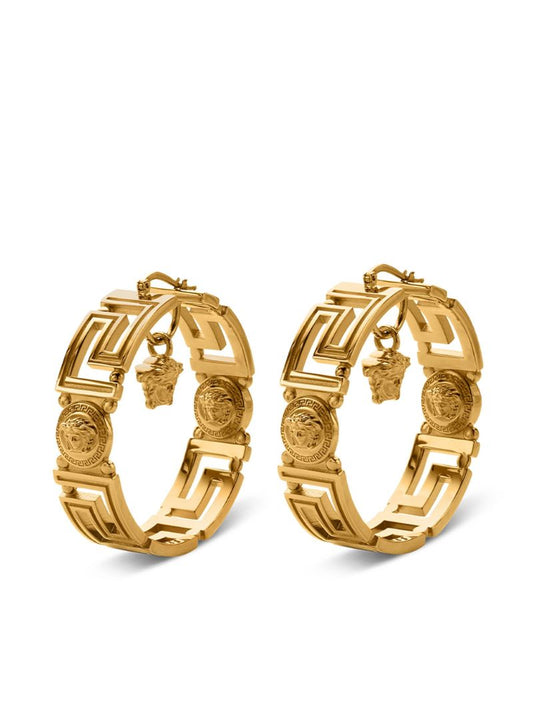 Gold-tone Greca Loop Hoop Earrings