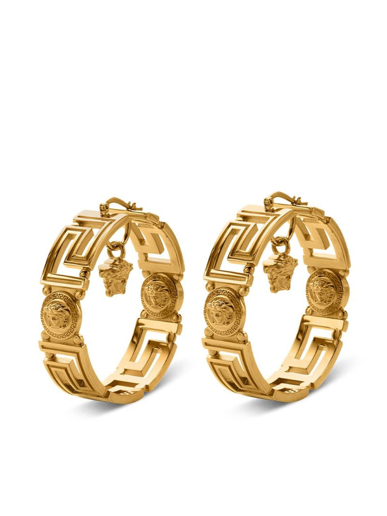 Gold-tone Greca Loop Hoop Earrings