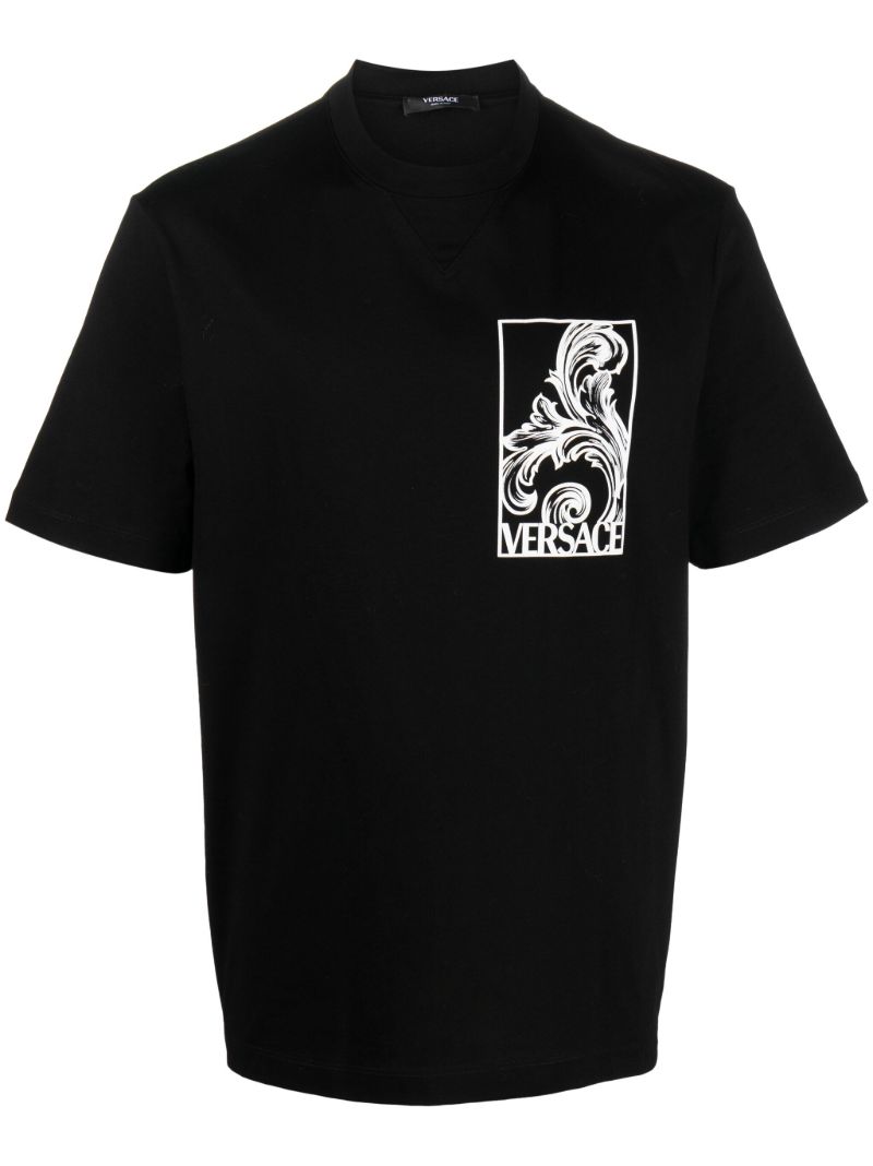 Black Versace Palmette Cotton T-shirt