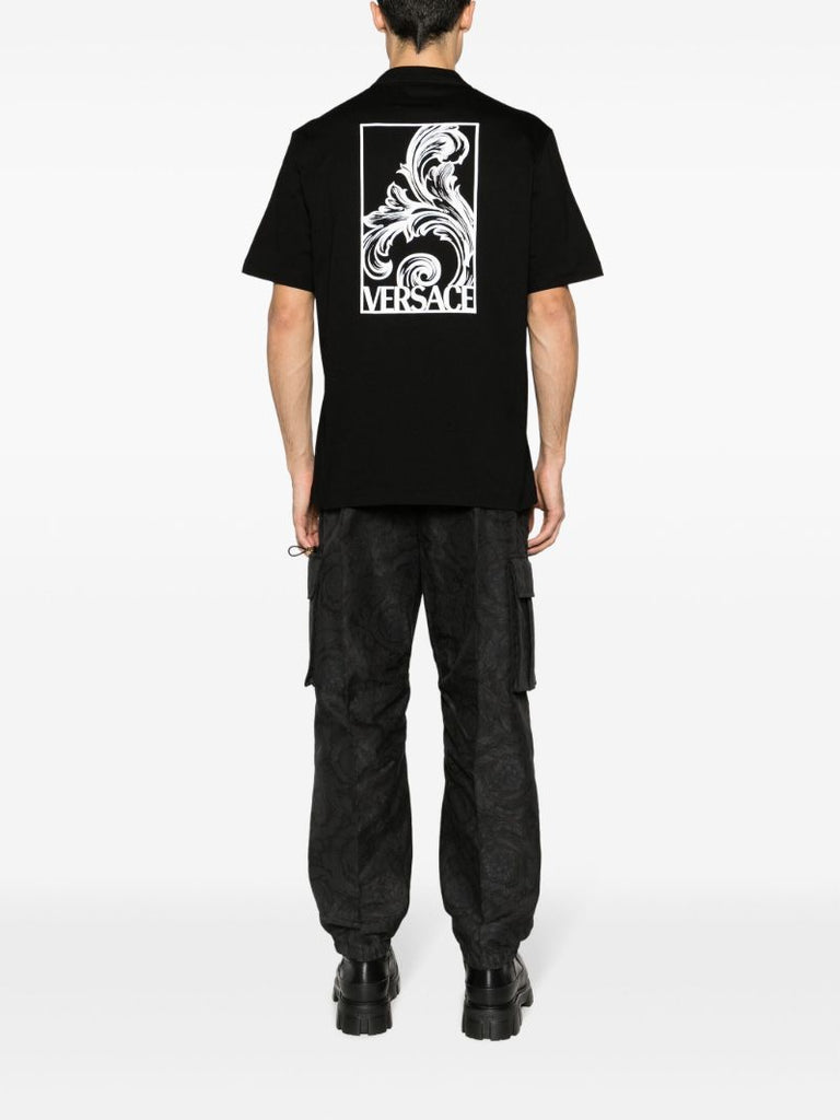 Black Versace Palmette Cotton T-shirt