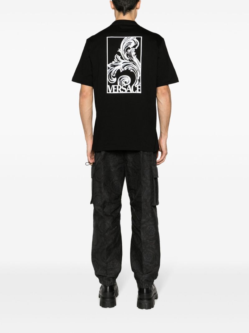 Black Versace Palmette Cotton T-shirt