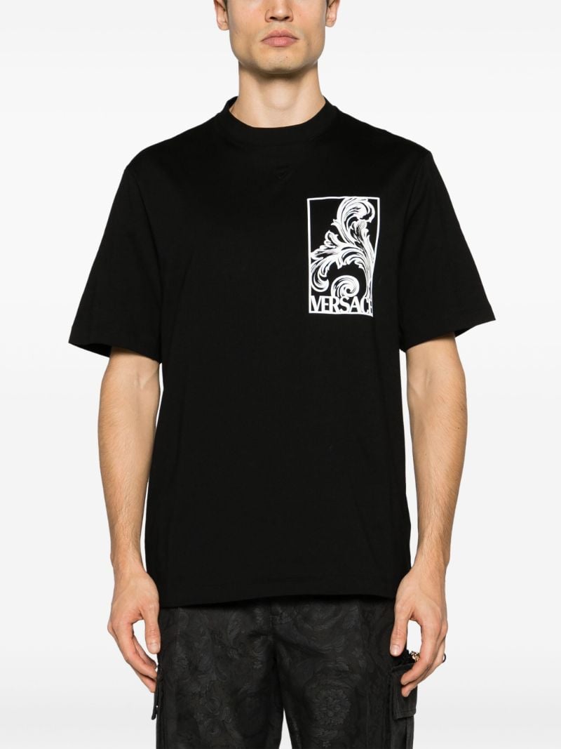 Black Versace Palmette Cotton T-shirt