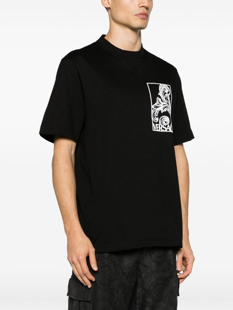 Black Versace Palmette Cotton T-shirt