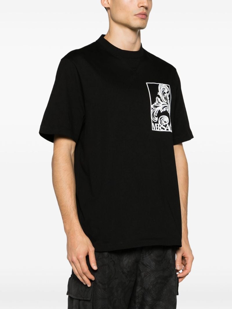 Black Versace Palmette Cotton T-shirt