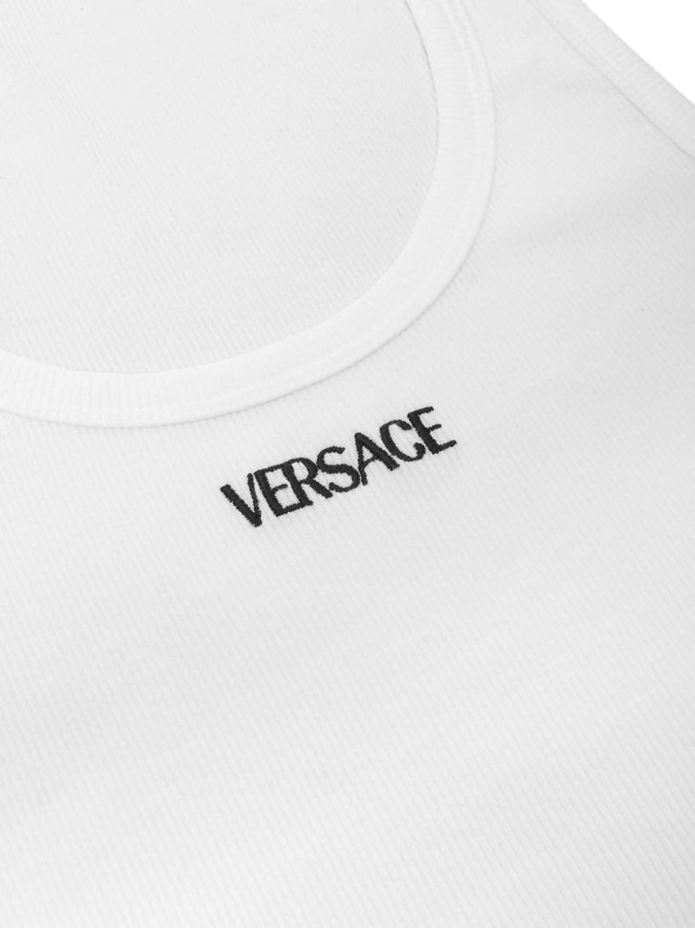 White Logo-embroidered Cotton Tank Top