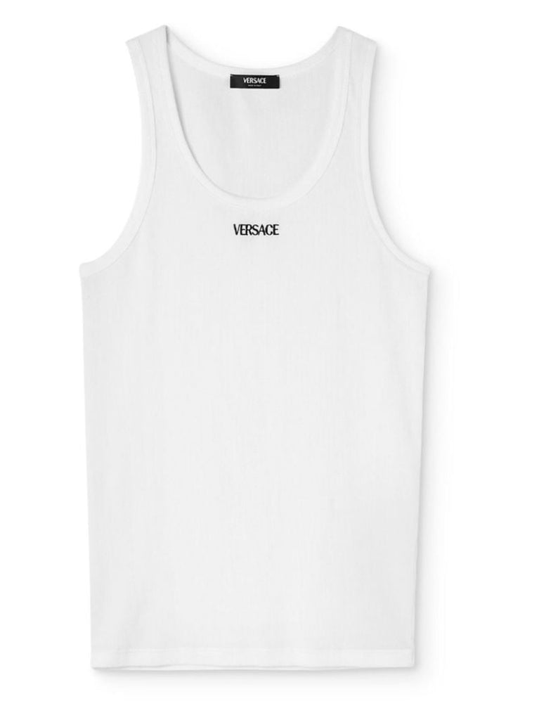 White Logo-embroidered Cotton Tank Top