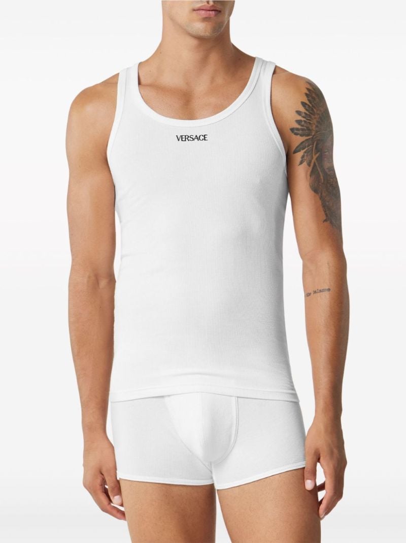 White Logo-embroidered Cotton Tank Top