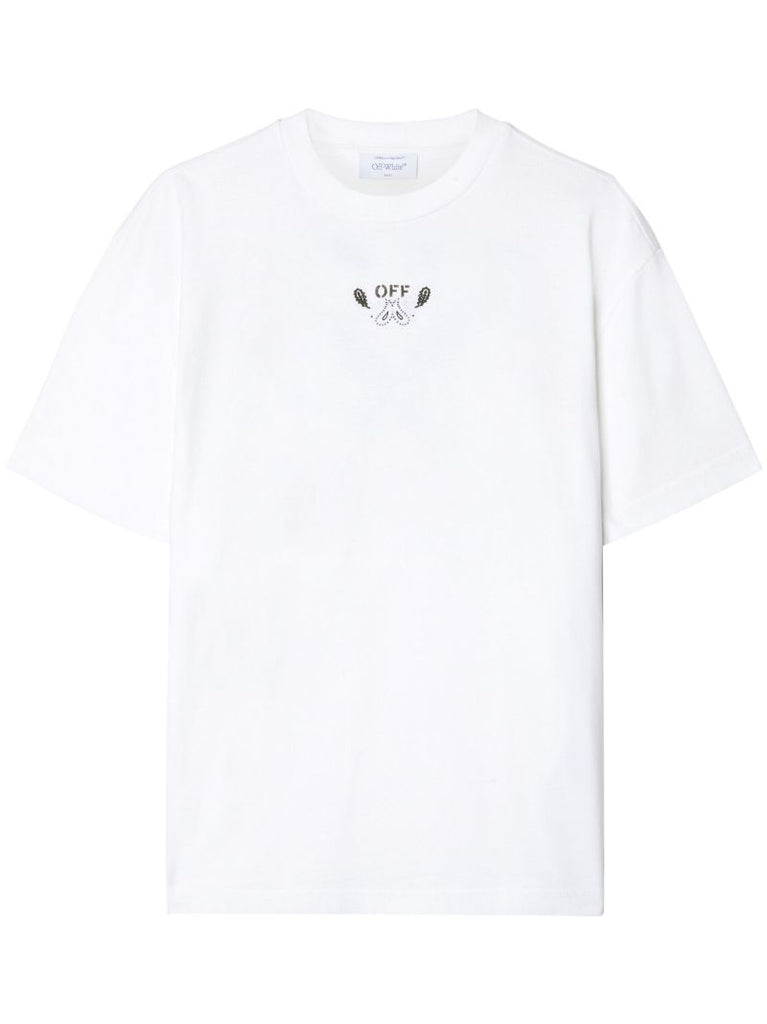 White Arrow-embroidered Cotton T-shirt