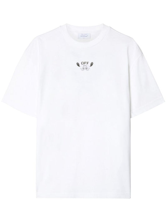 White Arrow-embroidered Cotton T-shirt