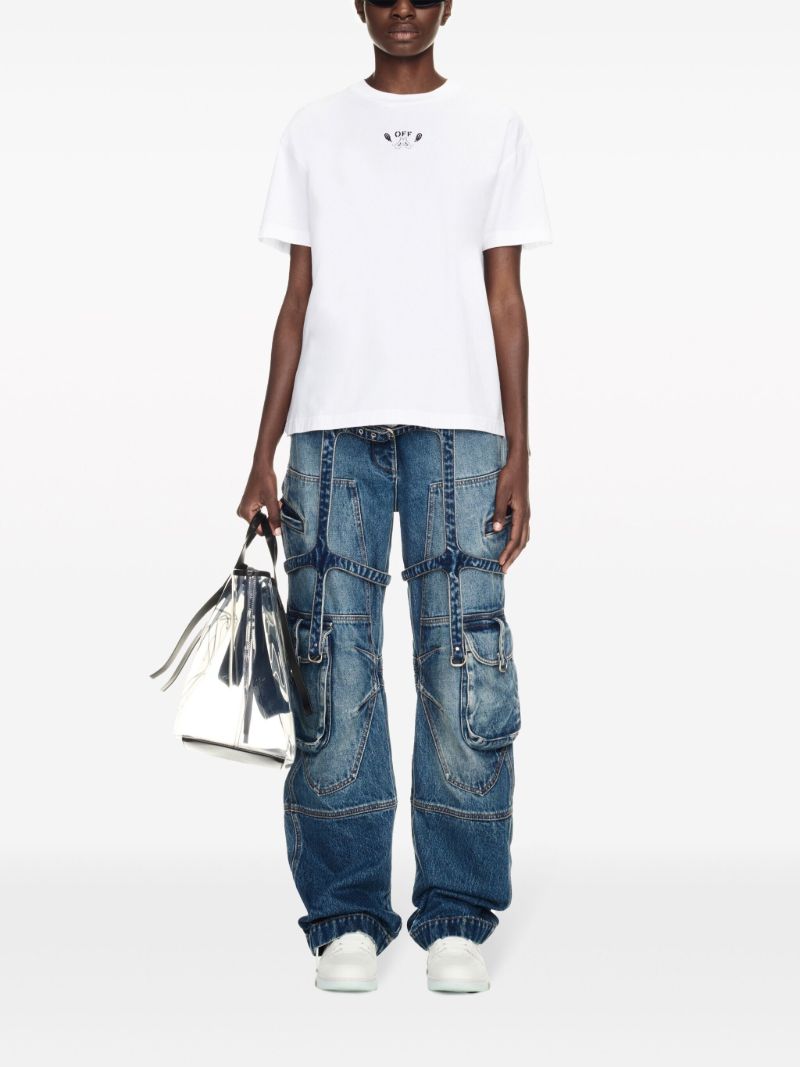 White Arrow-embroidered Cotton T-shirt