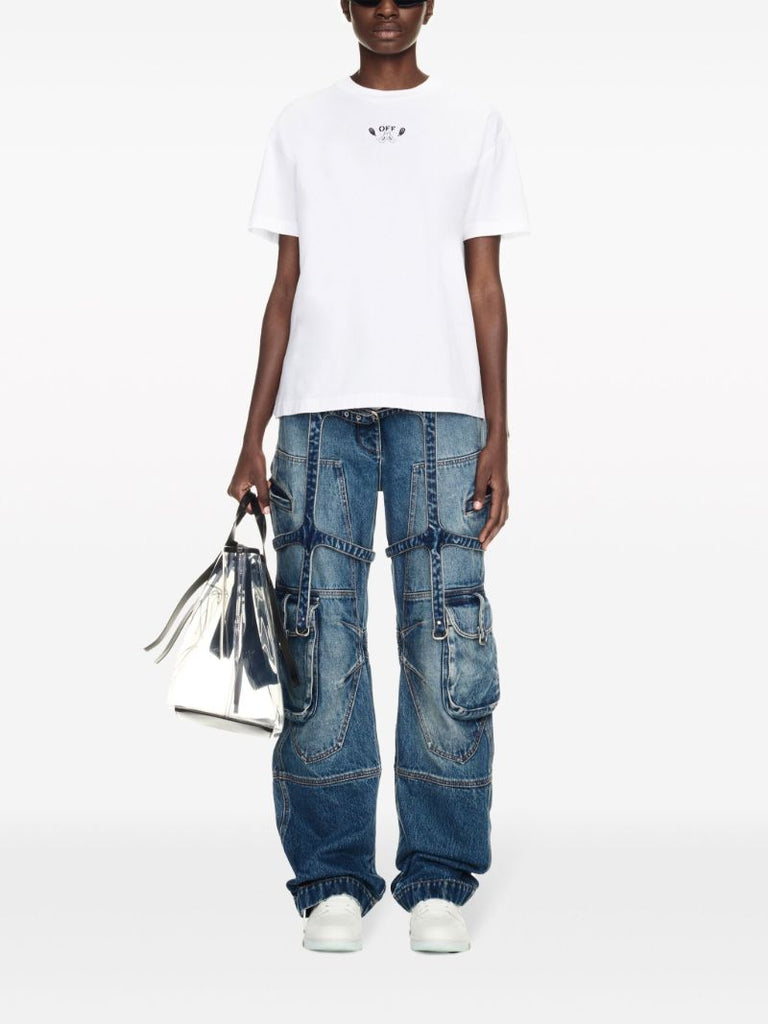 White Arrow-embroidered Cotton T-shirt
